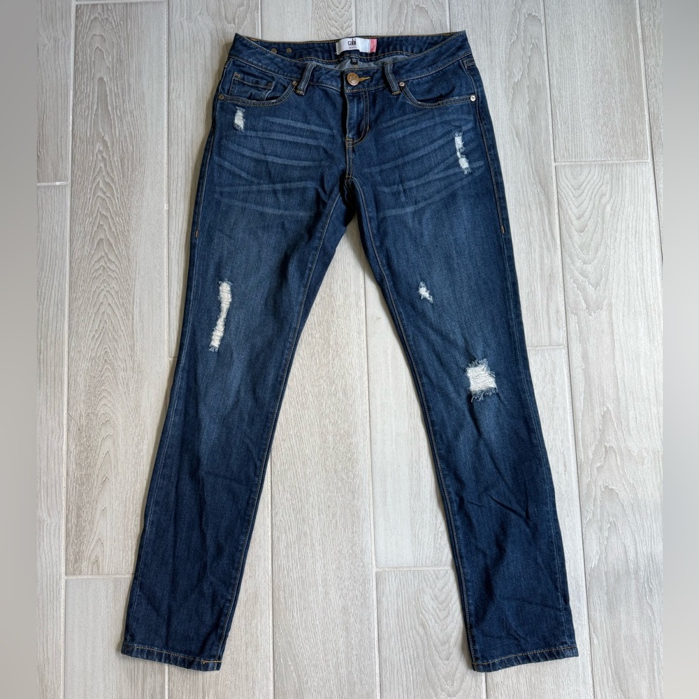 CAbi Dark Blue Distressed Slim Boyfriend Jeans